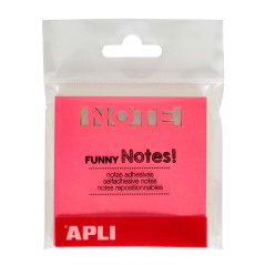 ✅ Apli - Notes Adhésives perforées "NOTE" - 75x75mm Bloc 75 Feuilles - 3 Couleurs Fluo Assorties couleur Surt en stock