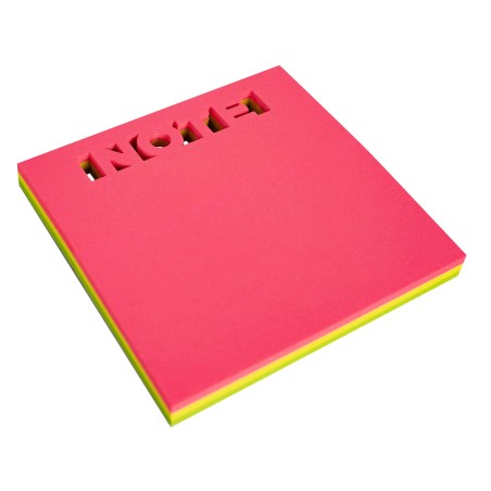 Apli - Notes Adhésives perforées "NOTE" - 75x75mm Bloc 75 Feuilles - 3 Couleurs Fluo Assorties