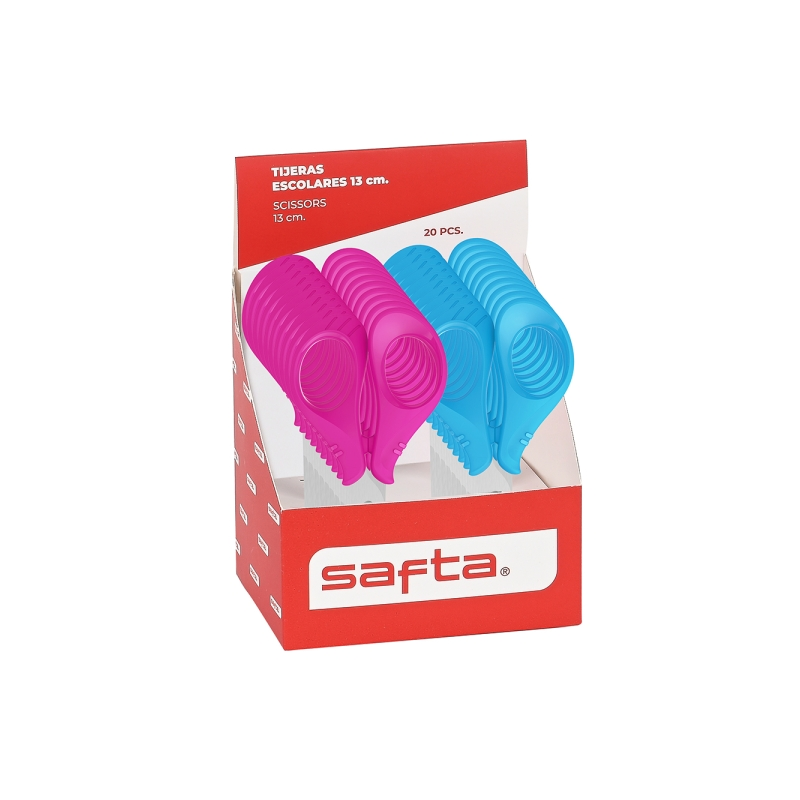 Coffret de 20 ciseaux Safta 13 cm, poignées ergonomiques assorités Coffret de 20 ciseaux Safta 13 cm, poignées ergonomiques assorités