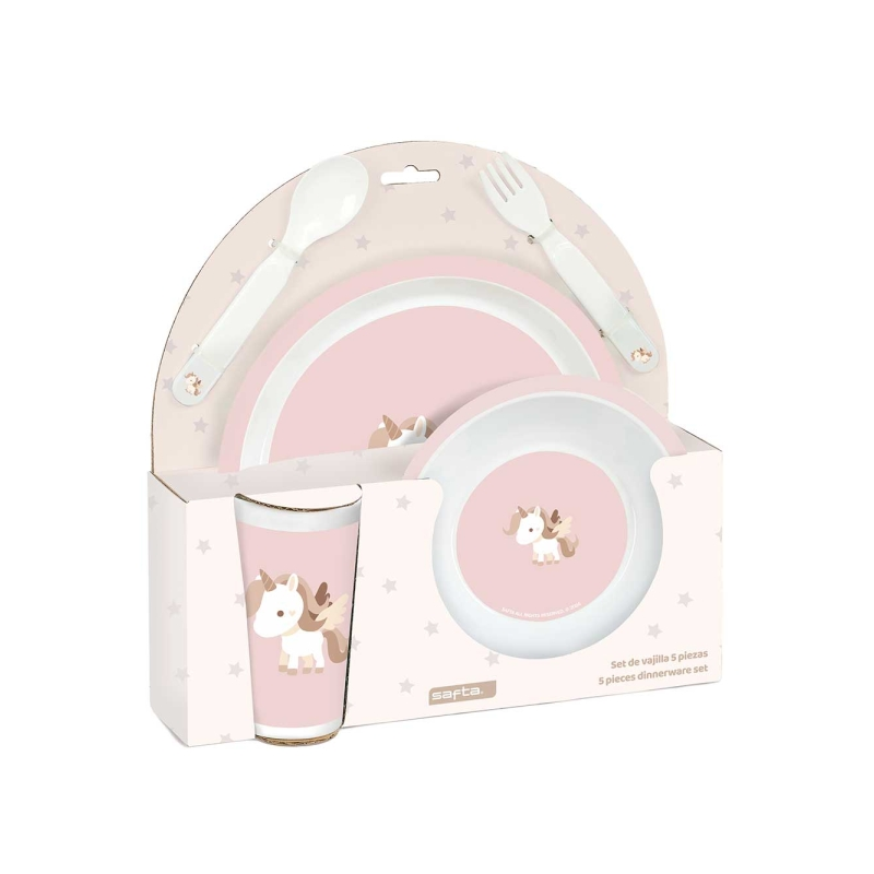 Service de table enfant licorne rose PVC sans BPA 26 cm Service de table enfant licorne rose PVC sans BPA 26 cm