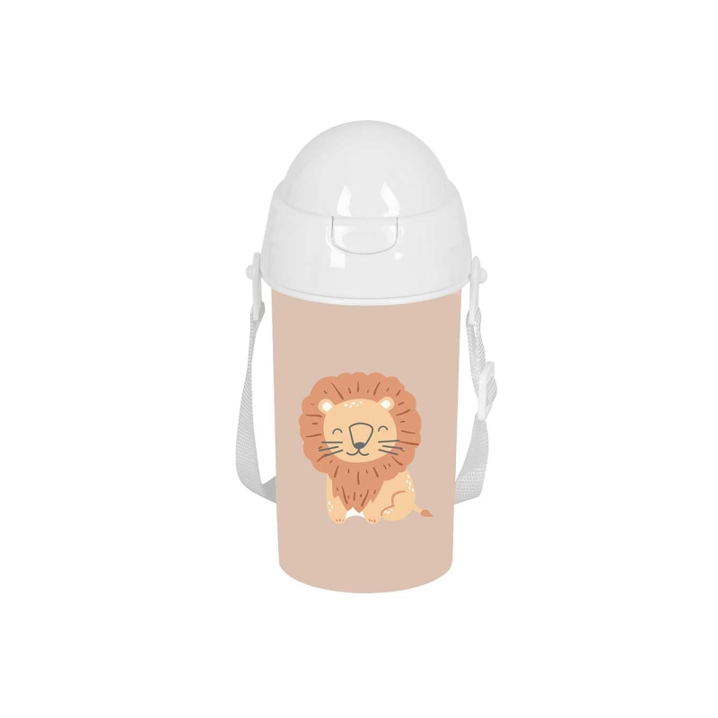 Gourde Safta Leon 500 ml beige avec paille intégrée