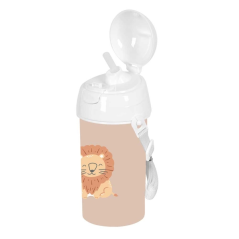 Gourde Safta Leon 500 ml beige avec paille intégrée