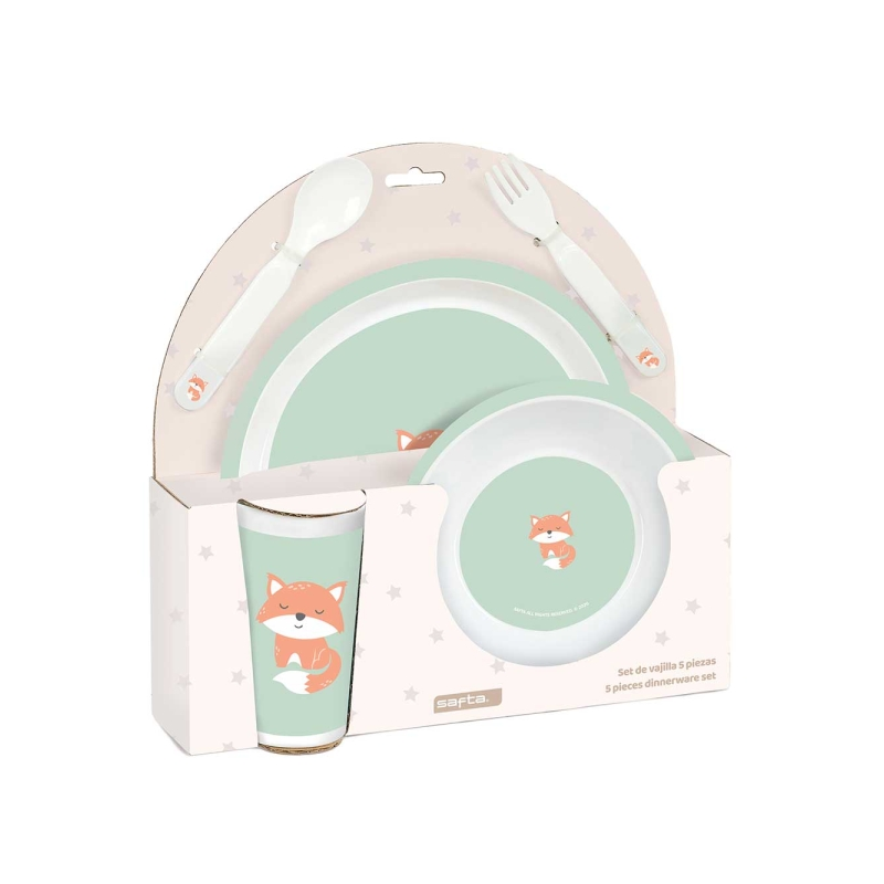 Ensemble vaisselle enfant Petit Renard menthe Ensemble vaisselle enfant Petit Renard menthe