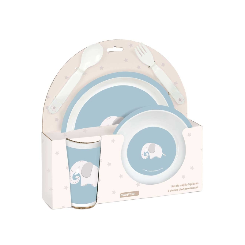Service de table enfant éléphant bleu Safta sans BPA Service de table enfant éléphant bleu Safta sans BPA