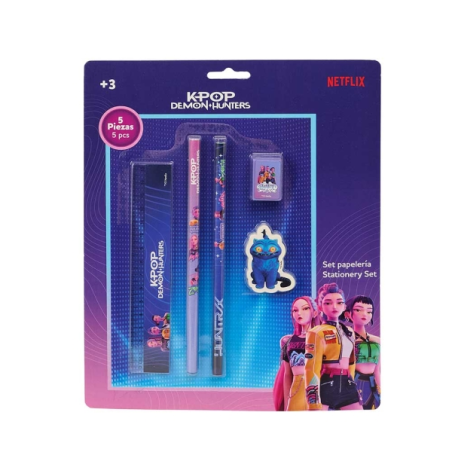 Safta K-Pop Demon Hunters Pack scolaire 2 crayons règle gomme multicolore