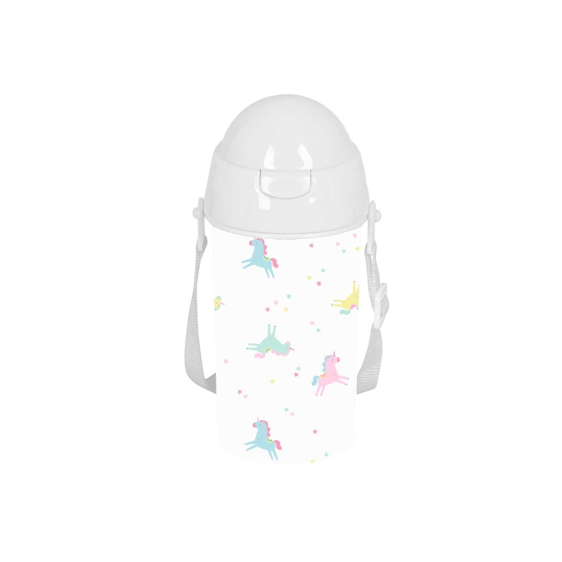 Bouteille Licorne Safta 500 ml Blanche avec Paille intégrée Bouteille Licorne Safta 500 ml Blanche avec Paille intégrée