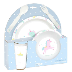 service de table licorne bleu
