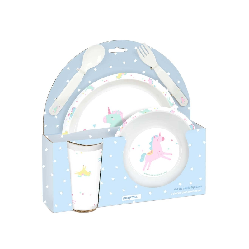 Service de table enfant Licorne bleu sans BPA Safta