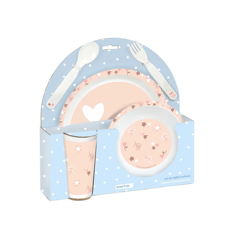 Service de table enfant Safta Flores rose pastel Service de table enfant Safta Flores rose pastel