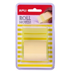✅ Rouleau distributeur de notes adhésives Apli - 50 mm x 8 m - Facile à utiliser - Adhésif de qualité - Jaun en stock