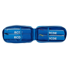 Trousse crayons bleu blanc