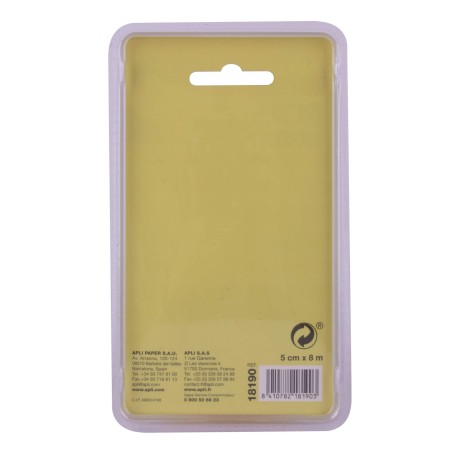 Rouleau distributeur de notes adhésives Apli - 50 mm x 8 m - Facile à utiliser - Adhésif de qualité - Jaune pastel