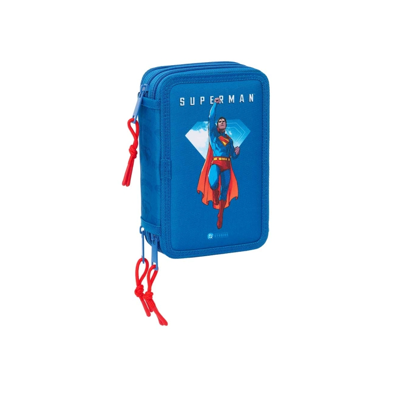 Trousse Superman 3 compartiments bleu foncé Trousse Superman 3 compartiments bleu foncé