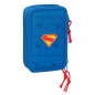 Trousse Superman 3 compartiments bleu foncé Trousse Superman 3 compartiments bleu foncé
