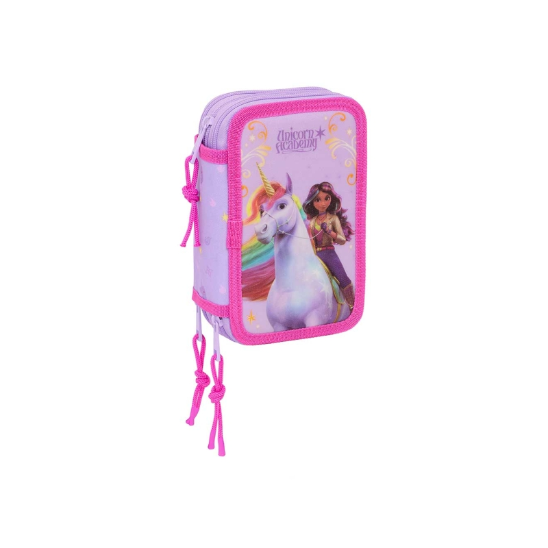 Trousse 3 compartiments Académie des Licornes rose Trousse 3 compartiments Académie des Licornes rose