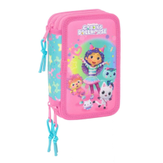 Trousse rose à trois compartiments