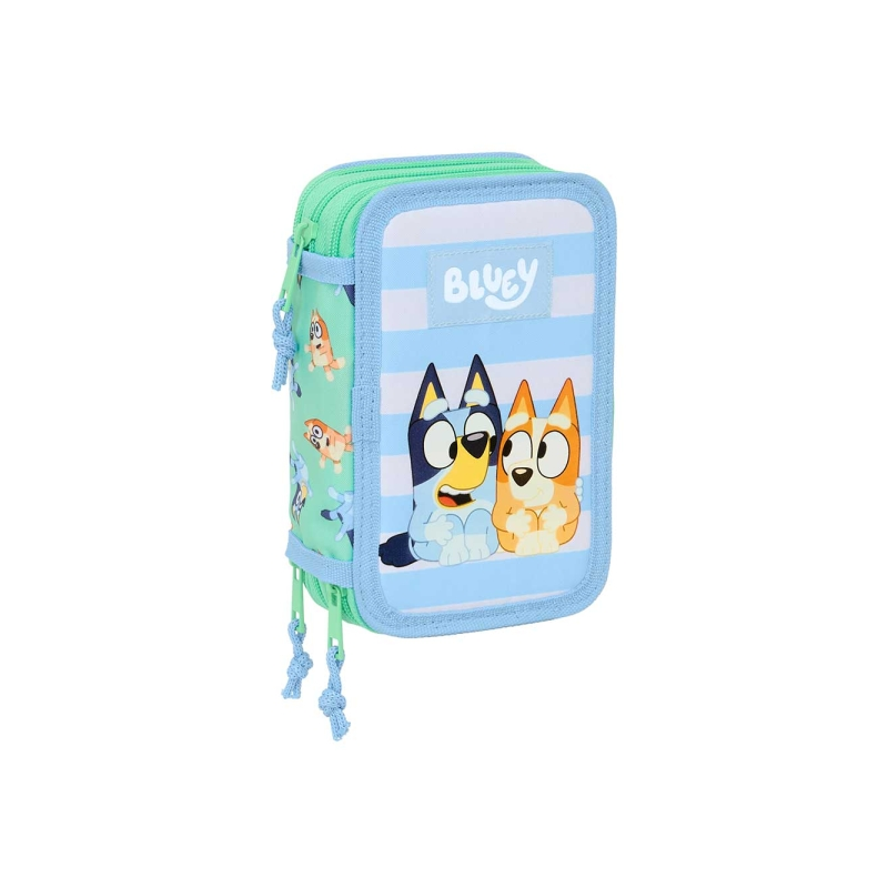 Trousse Bluey Sisters 3 compartiments bleue 37 pièces