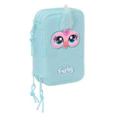 Trousse trois compartiments bleu clair
