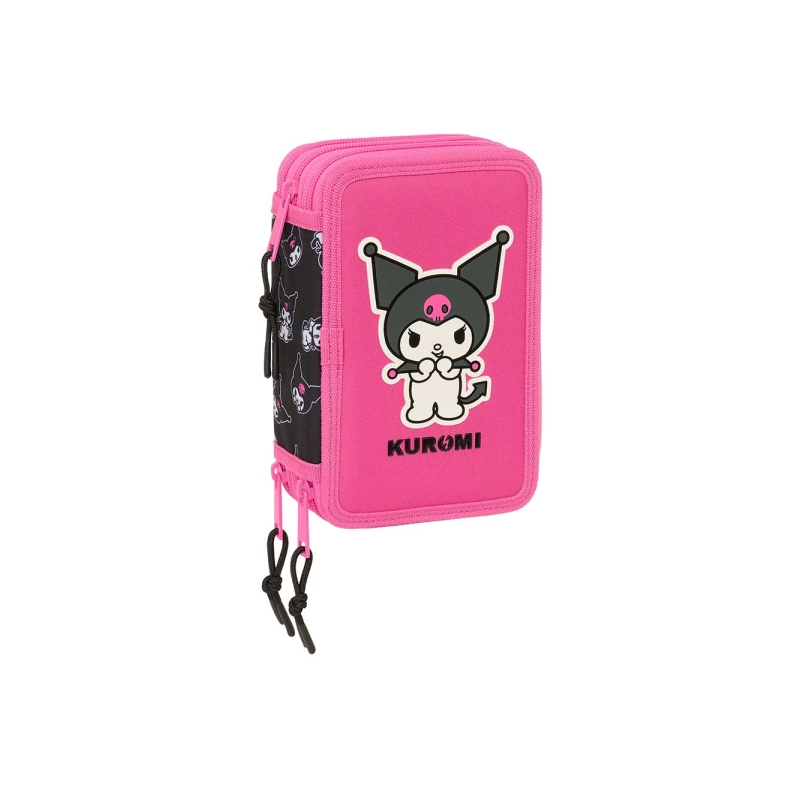 Trousse Kuromi 3 compartiments noir rose 37 pièces Trousse Kuromi 3 compartiments noir rose 37 pièces