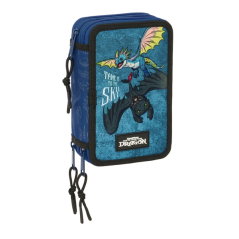 Trousse trois compartiments bleu marine