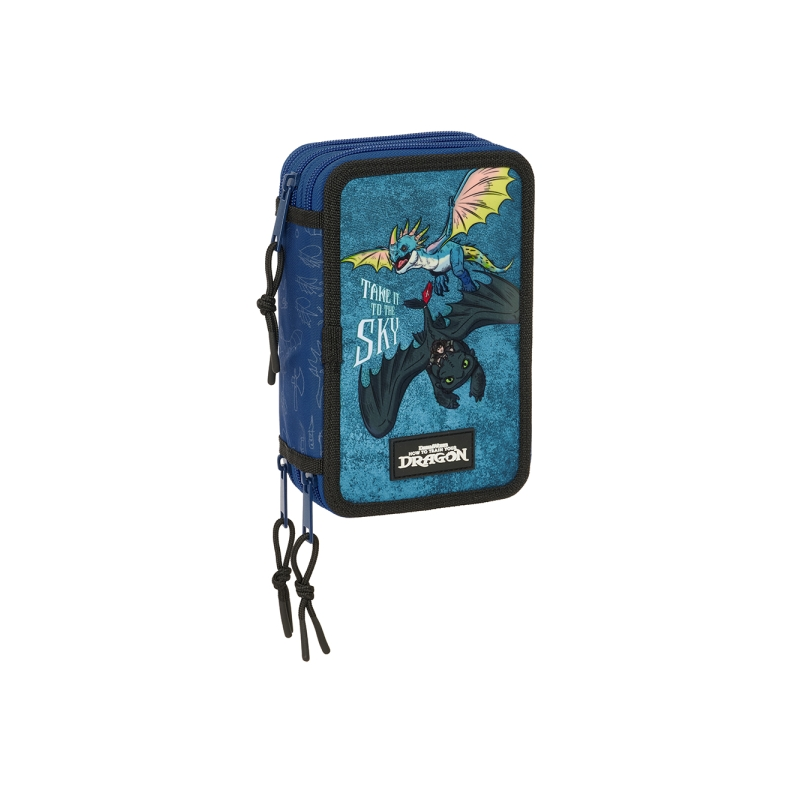 Trousse 3 compartiments Dragons Safta bleu marine Trousse 3 compartiments Dragons Safta bleu marine