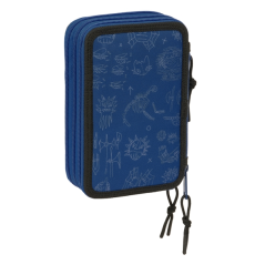 Trousse 3 compartiments Dragons Safta bleu marine