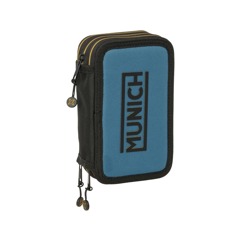 Plumier 3 étages 37 pièces noir bleu