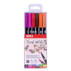 ✅ Marqueurs aquarelle Apli à double extrémité - Pinceau rond 1-4 mm et 1 mm - Encre à base d'eau non toxique en stock