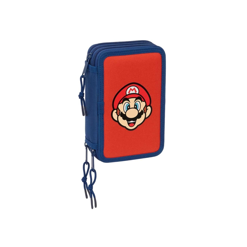 Trousse Super Mario 3 compartiments 37 pièces, rouge et bleu Trousse Super Mario 3 compartiments 37 pièces, rouge et bleu