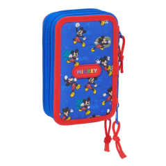 Trousse Mickey Mouse 3 compartiments bleue, 37 pièces