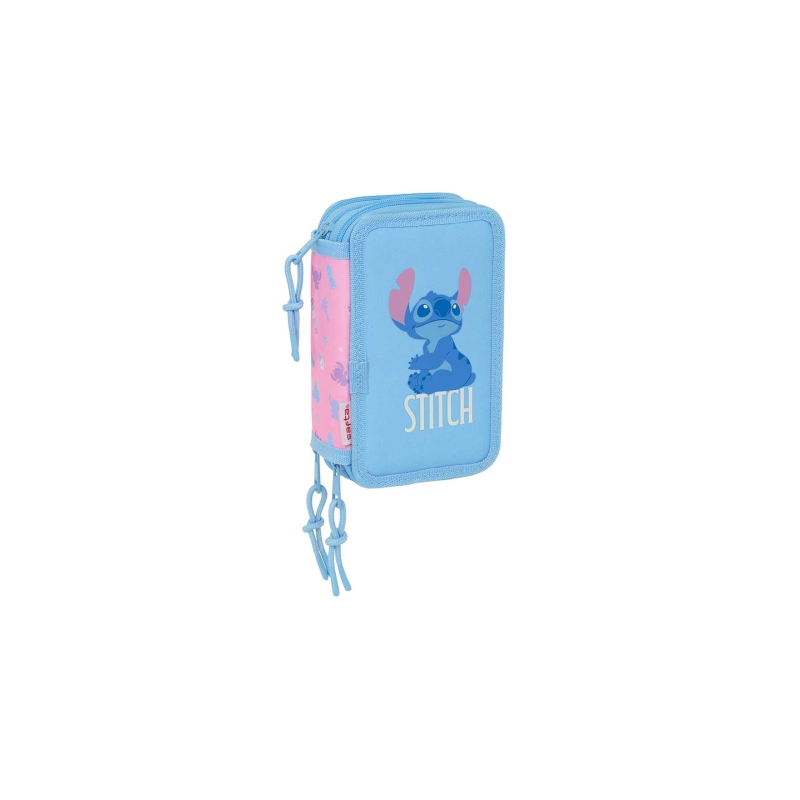 Trousse Stitch 3 compartiments Safta bleue 37 pièces