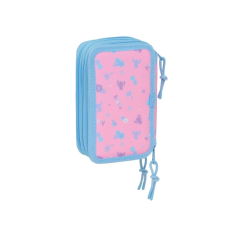 Trousse Stitch 3 compartiments Safta bleue 37 pièces