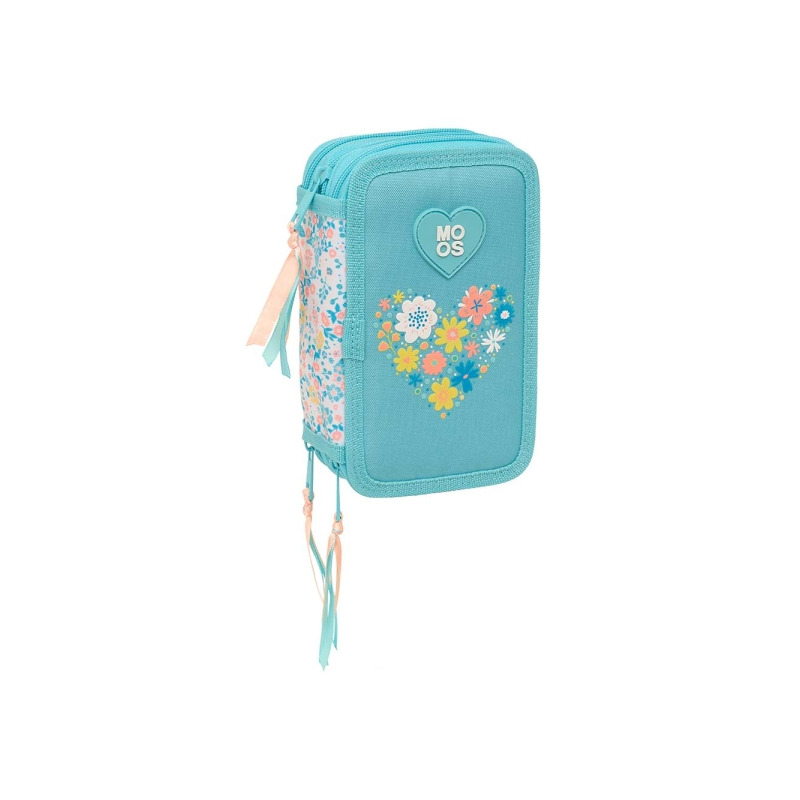 Trousse 3 compartiments Moos Fiori 37 pièces bleu clair