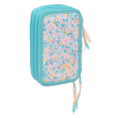 Trousse 3 compartiments Moos Fiori 37 pièces bleu clair