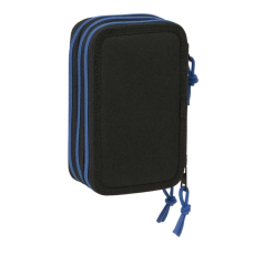 Plumier 3 étages 37 pièces noir bleu avec accessoires