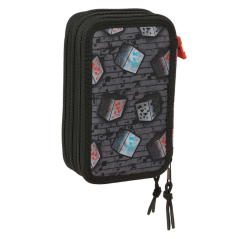 Plumier Minecraft Graffiti 3 étages 37 pièces gris