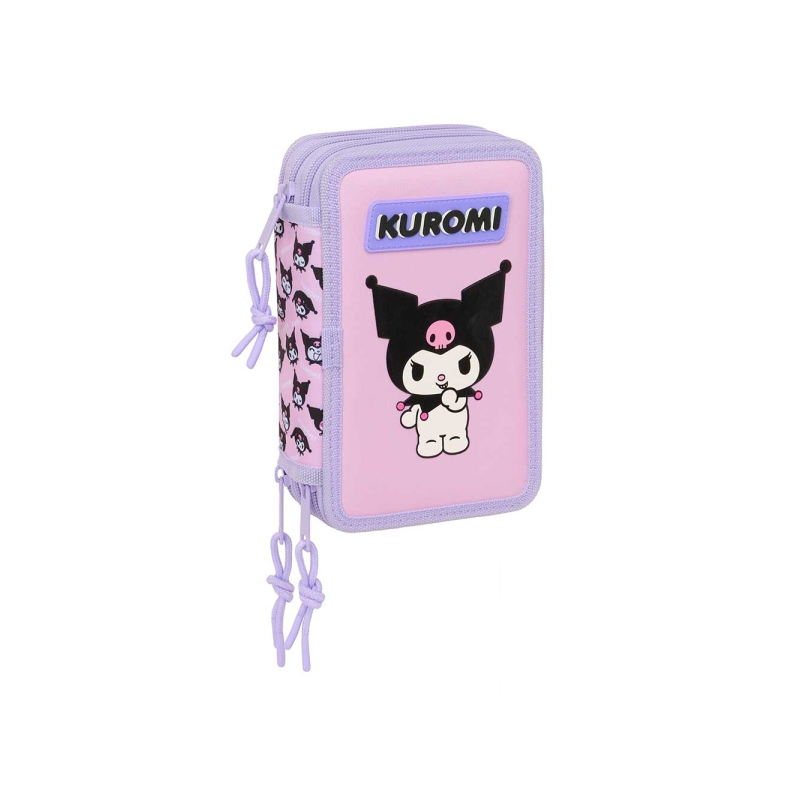 Plumier Kuromi 3 étages Safta rose 37 pièces