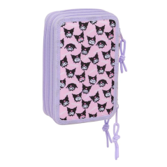Plumier Kuromi 3 étages Safta rose 37 pièces
