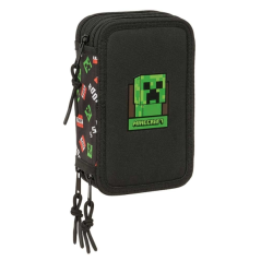 Trousse Minecraft noire trois compartiments