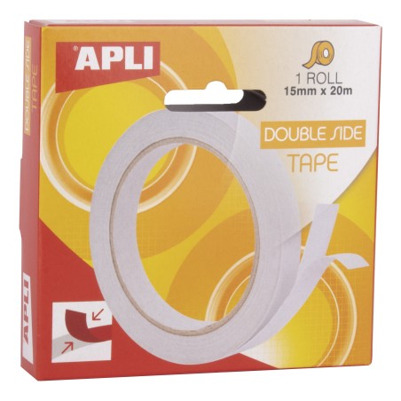 ✅ Apli Ruban Adhésif Double Face 15mm x 20m - Facile à Découper et à Appliquer - Adhésion Forte et Durable en stock