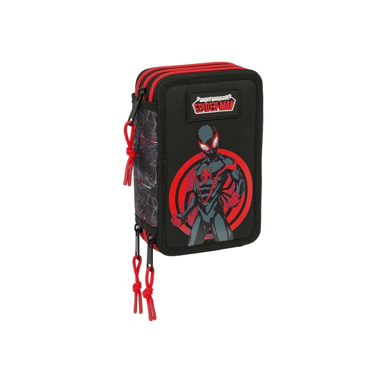 Trousse Miles Morales 3 compartiments noir rouge