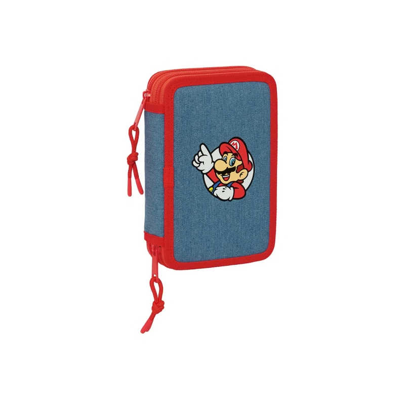 Plumier Super Mario 2 étages 29 pièces rouge et bleu Plumier Super Mario 2 étages 29 pièces rouge et bleu
