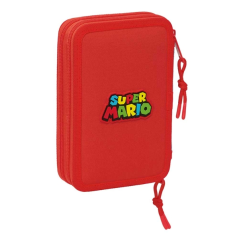 Plumier Super Mario 2 étages 29 pièces rouge et bleu