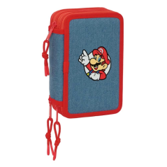 Plumier Super Mario bleu rouge