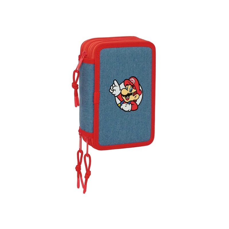 Plumier Super Mario 3 étages 37 pièces rouge et bleu Plumier Super Mario 3 étages 37 pièces rouge et bleu