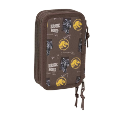 Trousse Jurassic World 3 compartiments brune, 37 pièces