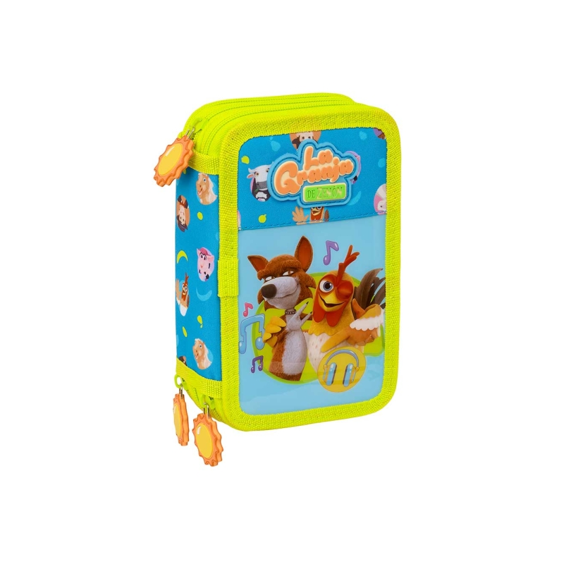 Plumier 3 étages La Granja de Zenon 37 pièces bleu jaune