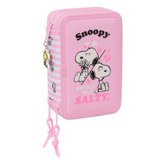 Trousse Snoopy rose trois étages