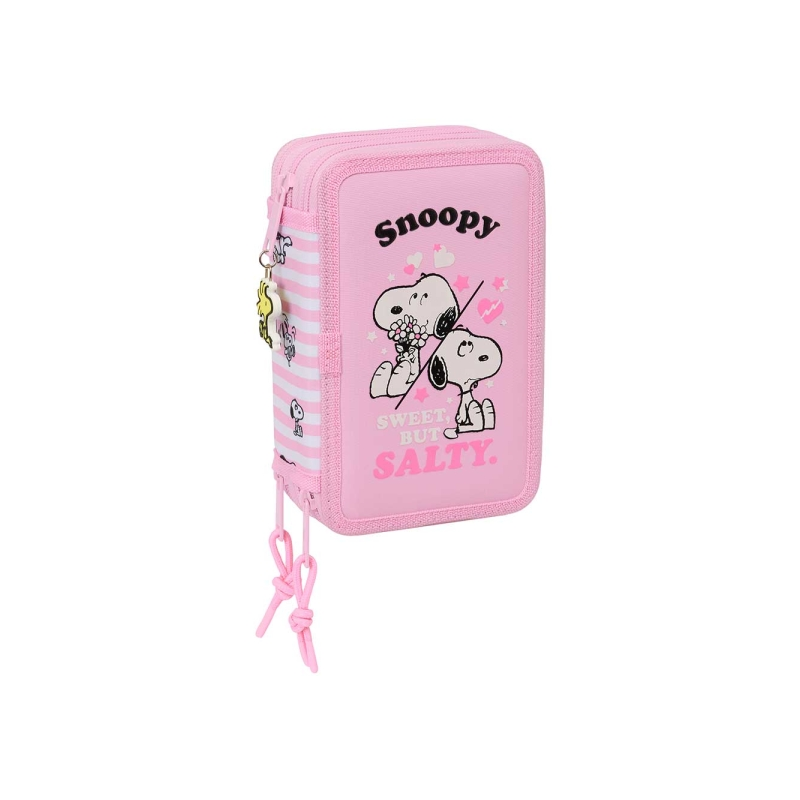 Trousse Snoopy 3 étages 37 pièces rose