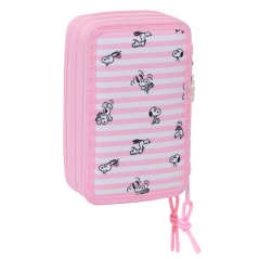 Trousse Snoopy 3 étages 37 pièces rose
